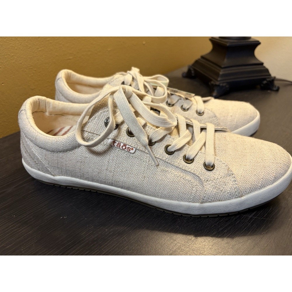Taos Footwear Star Canvas Women's Sneaker Shoes Size 10 Cream STA-12844
